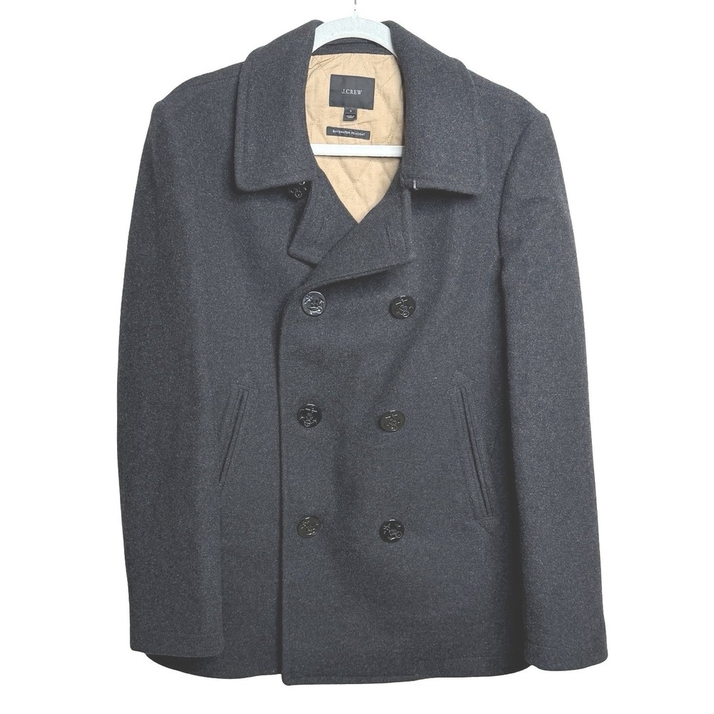 J.Crew Bayswater Peacoat‎ Charcoal Wool Thinsulate Men's Sz S